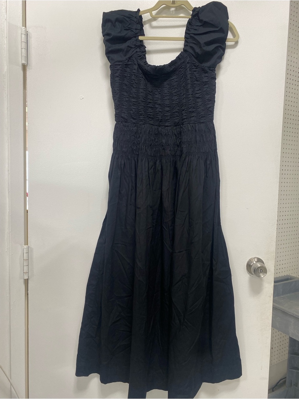 Caroline Constas Black Puff-Sleeve Smocked Midi Dress - Picture 8 of 10